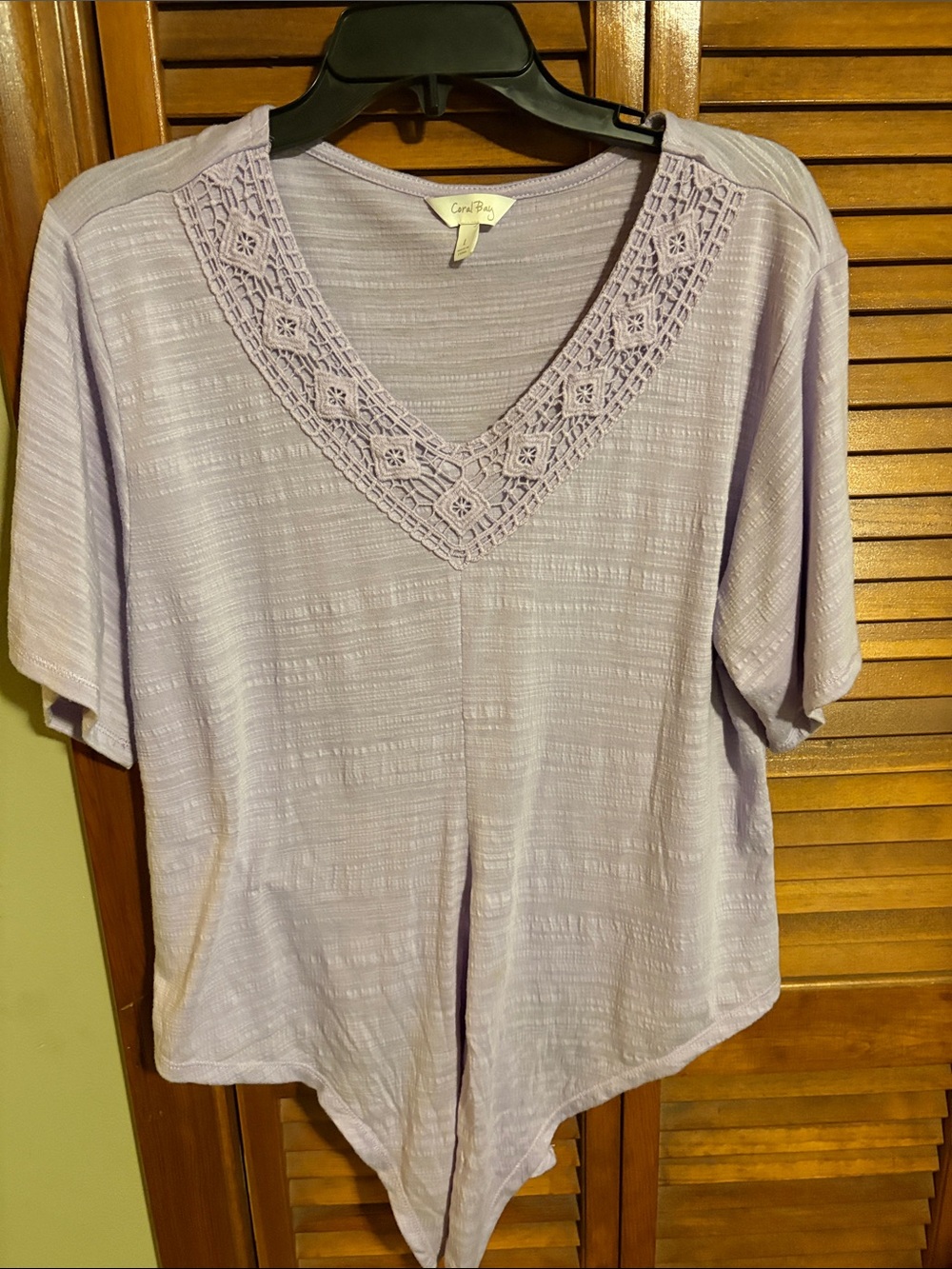 Coral Bay Light Lavender V-Neck Crochet Tunic